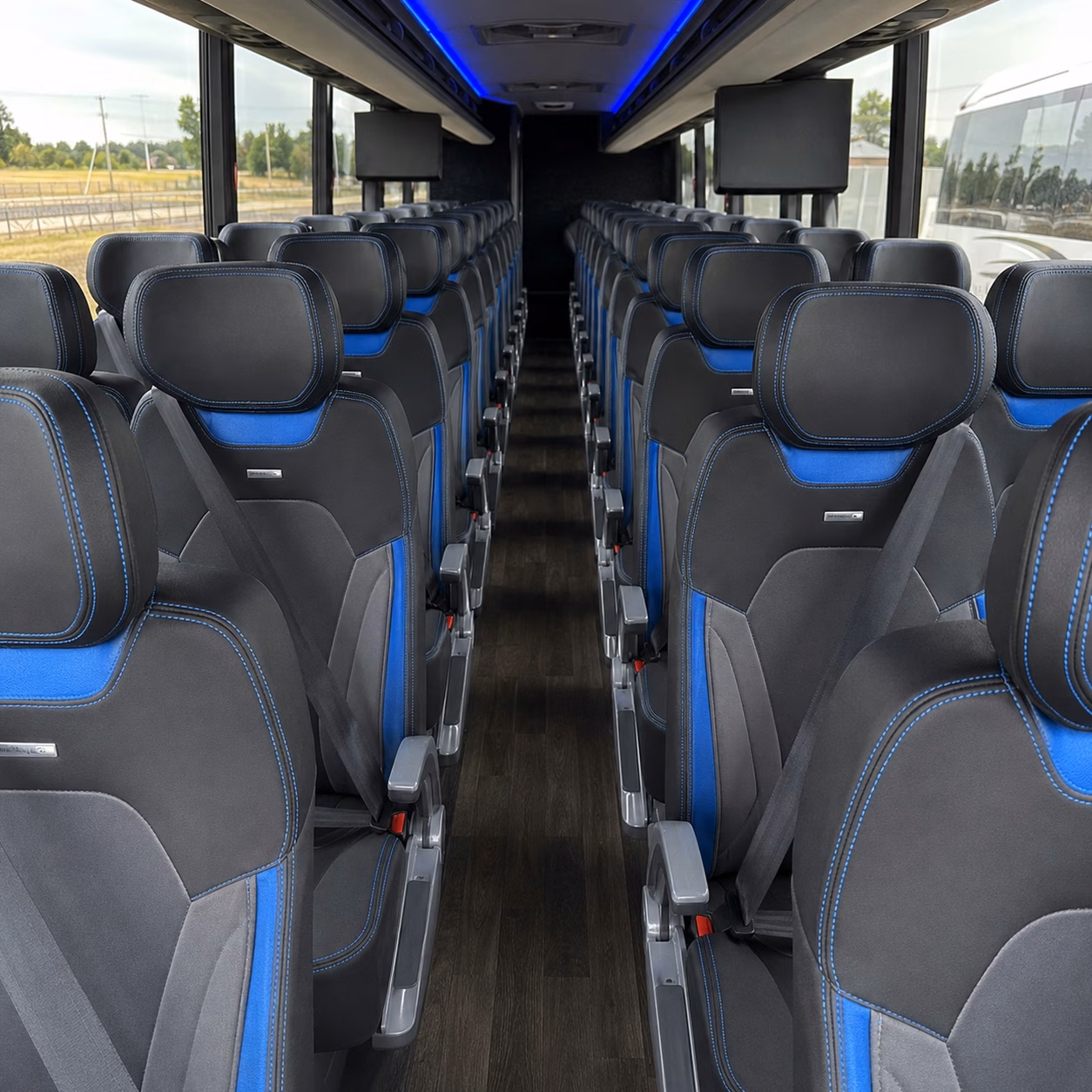 56 passenger charter bus inside